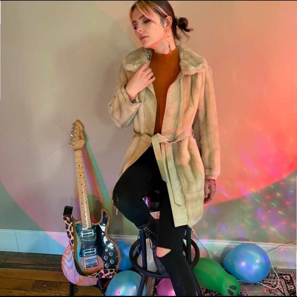 Vintage faux fur real leather jacket